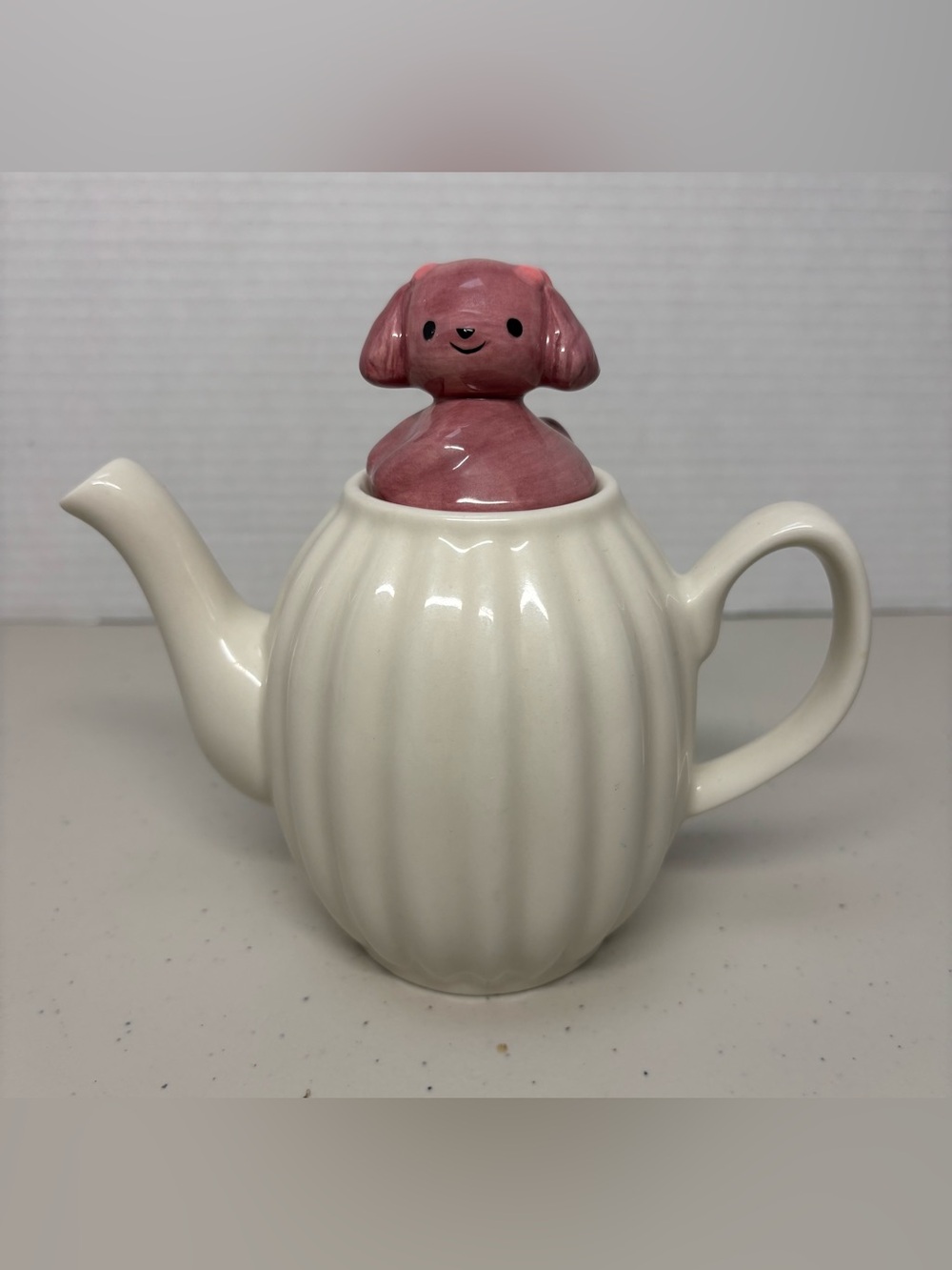 SWIMMER Pink Poodle Dog Vintage Teapot Ceramic Novelty Tea Pot Japan Retro